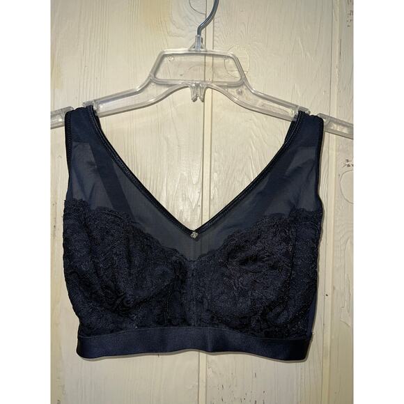 Breezies Bra Lot 36DDD Mesh Lace Wirefree Black + Dusty Plum NoWire Unlined QVC - Picture 11 of 16
